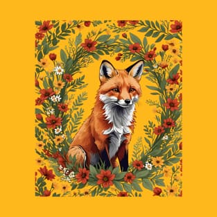 Mississippi Red Fox Surrounded By Tickseed Flowers 2 T-Shirt