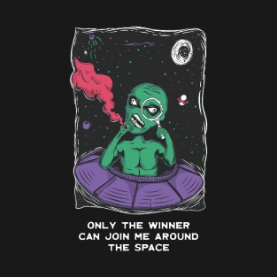 Aliens The Winner Vintage Retro Illustration T-Shirt