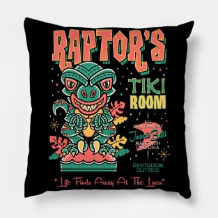 Raptors Tiki Room Creepy Cute Monster Island Vacation Pillow