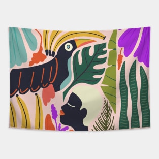 Tropical Abstract Toucan Print Tapestry