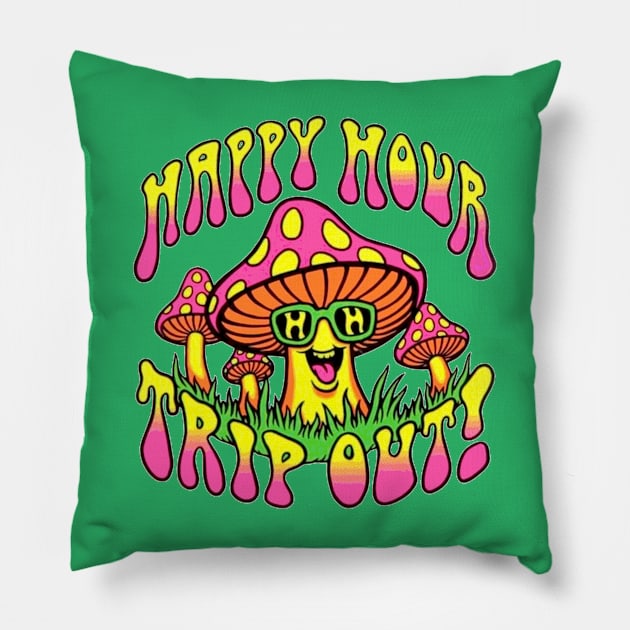 Psychedelic Mushroom - Hippie Pillow by AbundanceSeed