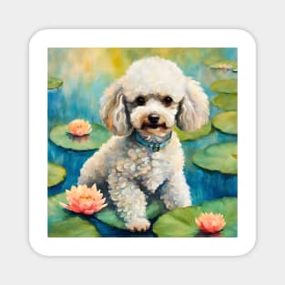 Toy Poodle on Lily Pond Impressionism Magnet