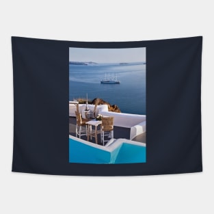 Have a seat in Oia - Santorini island Tapestry