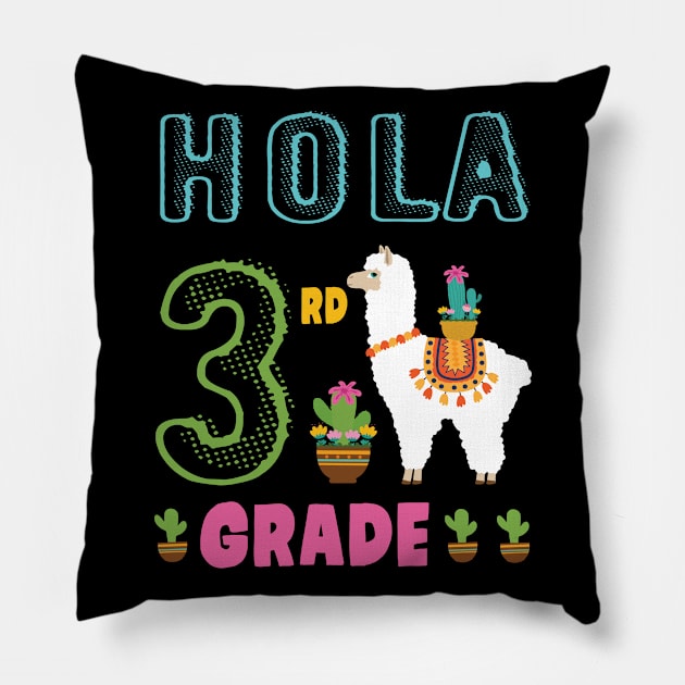 Cactus On Llama Student Happy Back To School Hola 3rd Grade Pillow by bakhanh123