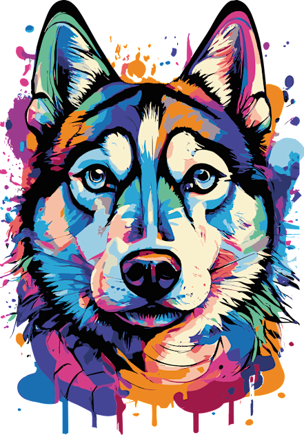 Cute Husky - Husky Colourful- Husky Lovers Kids T-Shirt by BigWildKiwi