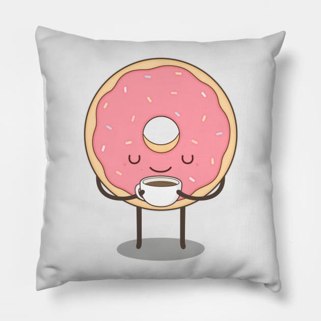 donut loves coffee Pillow by kimvervuurt