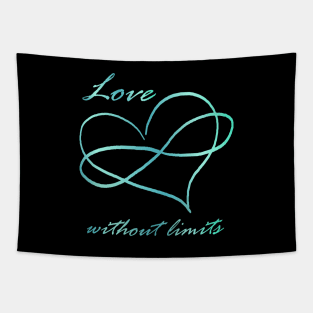 Love without Limits - Poly Pride aqua, teal infinity heart Tapestry