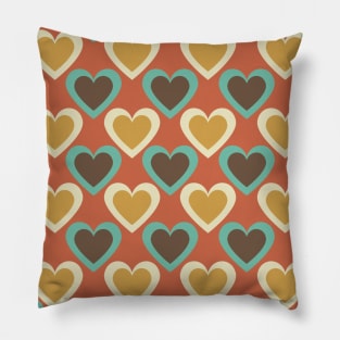 Retro Hearts Pattern in Red Pillow