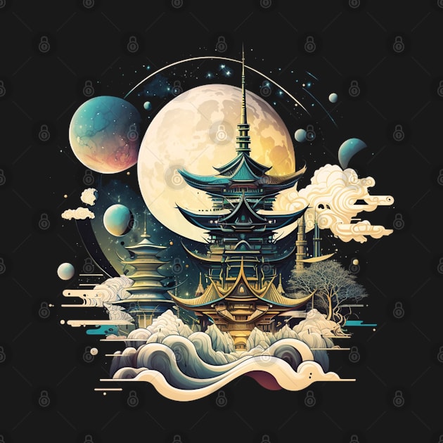 Japanese Temple Tokyo  Asian Inspired Retro Japan by Linco