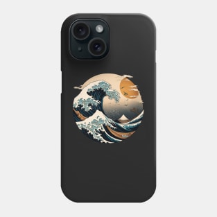 Sunset during the great wave off katsushika hokusai Phone Case