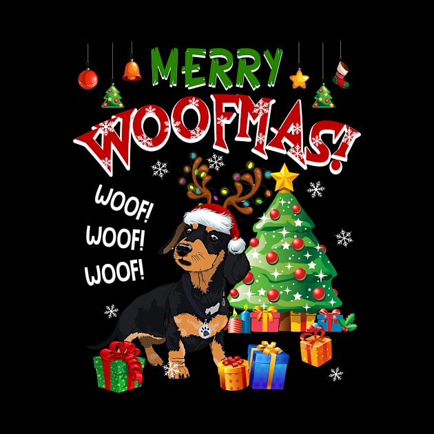 Dachshund Merry Woofmas Awesome Christmas by Dunnhlpp