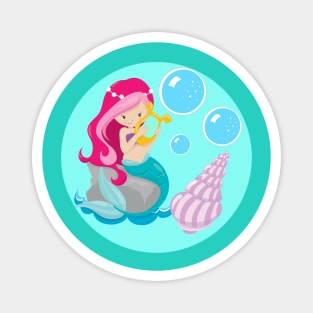 Mermaid Girl Cute Teal Beach Magnet