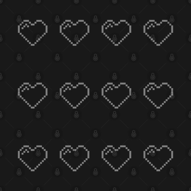 Pixel Art: GREY HEART Outiline Emoji Bitmap by 414graphics