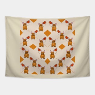 Small French Bulldog with a Heart Balloon Tapestry