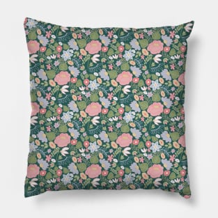 Folksy Floral Small Scale Pattern Pillow