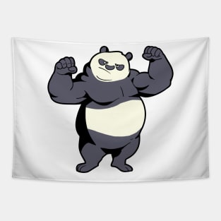 Fitness bodybuilder Panda shows muscles - weight training Tapestry