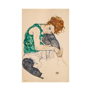 Seated Woman with Bent Knee by Egon Schiele T-Shirt