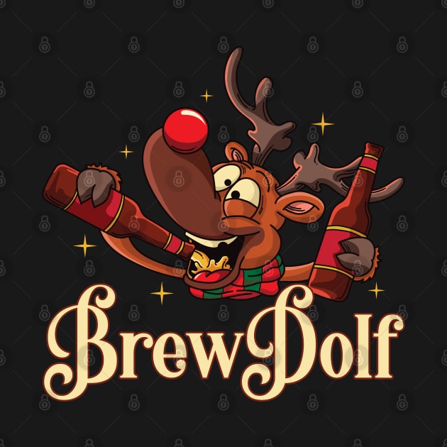 Brewdolph Funny Drinking Reindeer Christmas by ghsp