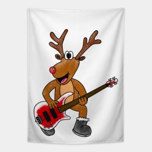 Christmas Bassist Rudolf The Reindeer Bass Guitar Tapestry