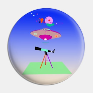 telescope and aliens Pin