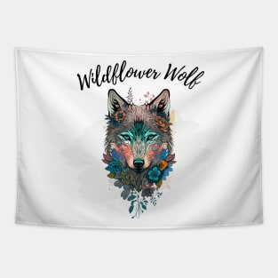 Wildflower Wolf Tapestry