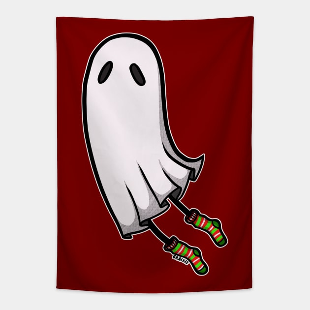 Christmas Socks Ghost Tapestry by Jan Grackle