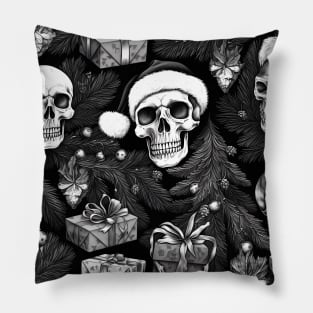 Black Christmas skulls pattern Pillow