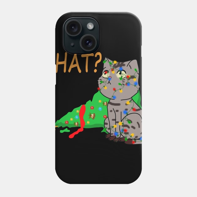 Cat What Funny Black Cat Christmas Tree Gift For Pet Lovers Phone Case by EduardjoxgJoxgkozlov