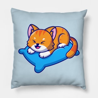 Cute Cat Playing On Pillow Cartoon Pillow