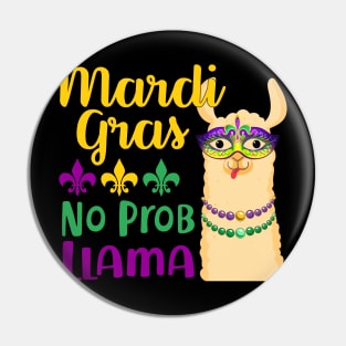 Mardi Gras Llama No Probllama Llama Pin