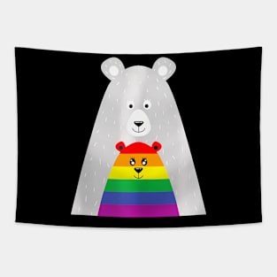 Proud Mom No Matter What LGBTQ Pride Mama Bear  Flag Tapestry