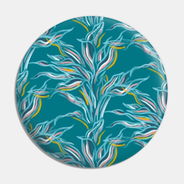 Teal Funky Leaves Pin by Carolina Díaz