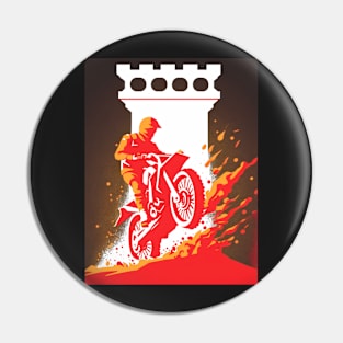 Dirt bike rider - orange silhouette w/orange splash Pin