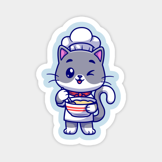 Cute Cat Chef Cooking Cartoon Magnet by Catalyst Labs