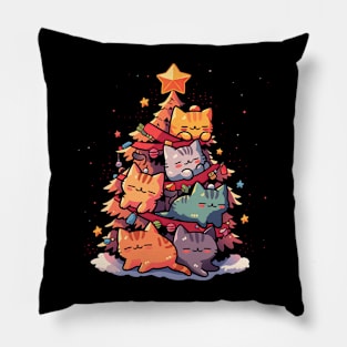 Awesome Christmas Tree Cat Cute Funny Kitten Lover Gift Pillow