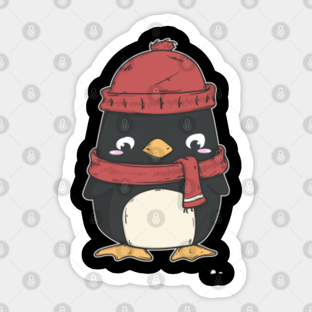Sad Penguini In Beanie And Scarf Family Sticker Teepublic