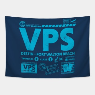 Vintage Destin Fort Walton Beach VPS Airport Code Travel Day Retro Travel Tag Florida Tapestry