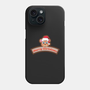 Sticker and Label Of  Bear Character Design and Merry Christmas Text. Phone Case