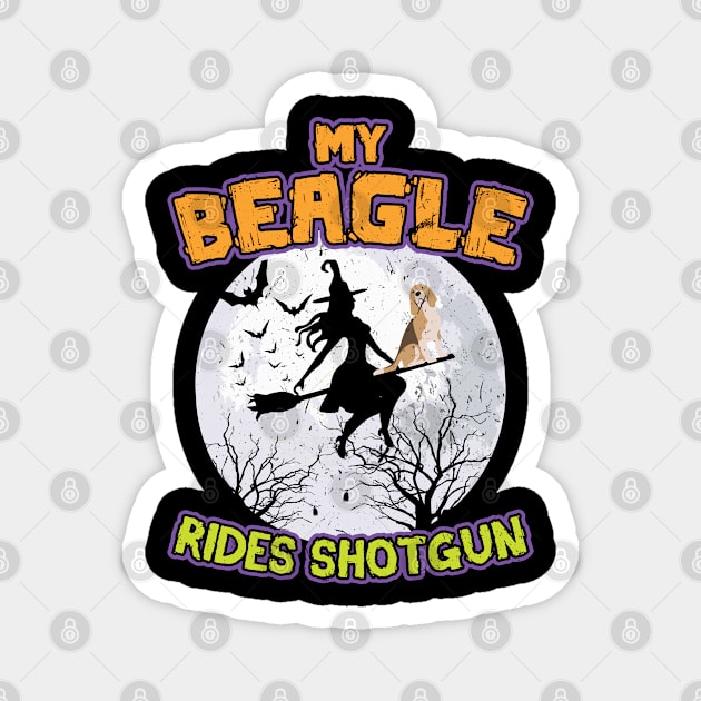 My Beagle Rides Shotgun Halloween 2021 Magnet by Peco-Designs