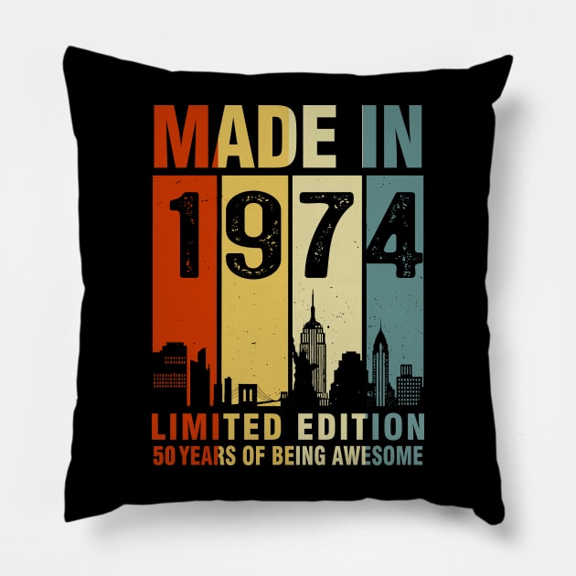 Made In 1974 50th Birthday 50 Years Old Pillow by Kontjo