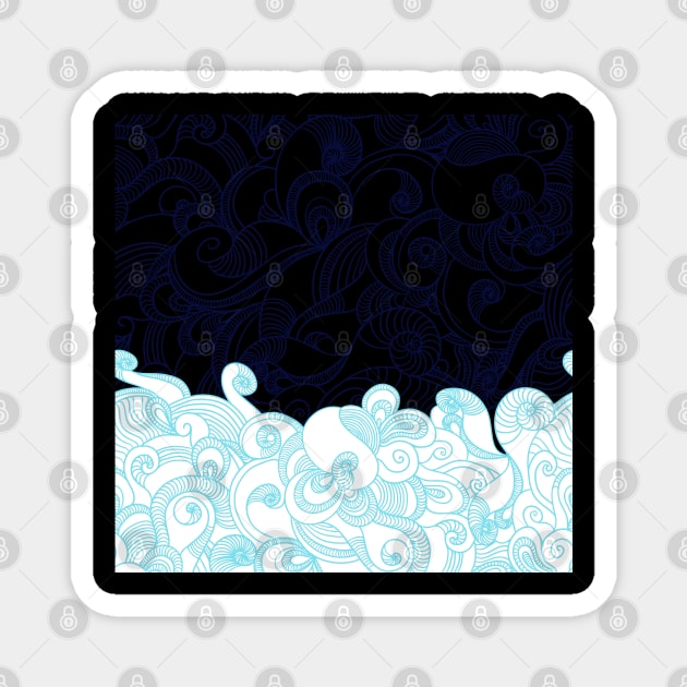 Black and Blue Waves Magnet by Art by Ergate