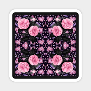 Crystal Hearts and Flowers Valentines Kaleidoscope pattern (Seamless) 4 Magnet