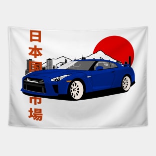 Blue Nissan GT-R r35 JDM Style Tapestry