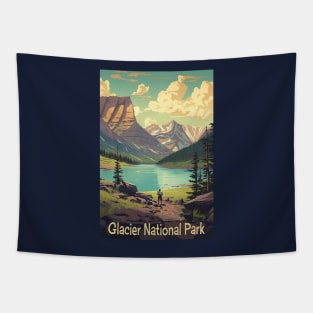 Glacier National Park Travel Poster Tapestry