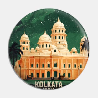 Kolkata India Starry Night Vintage Tourism Travel Pin