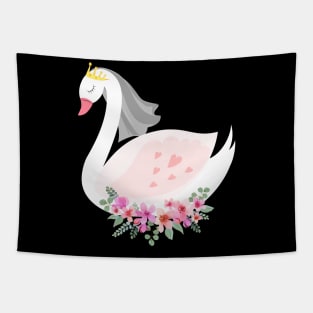 Getting Married Bride And Groom Animal Ducks Birds Swans Wedding Party Tapestry