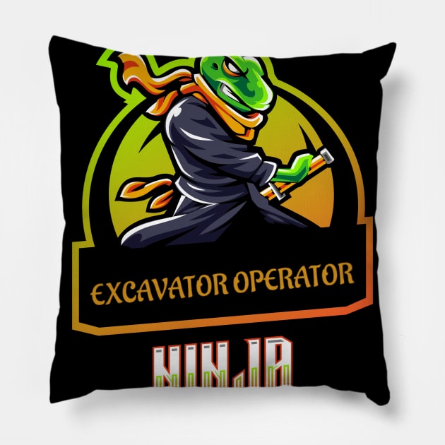 Excavator Operator Ninja Pillow by ArtDesignDE