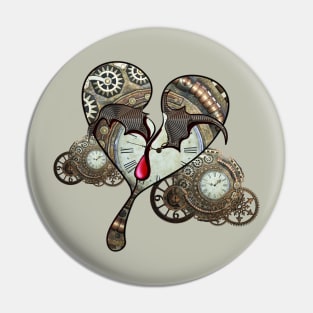 Steampunk heart with clocks and gears Pin