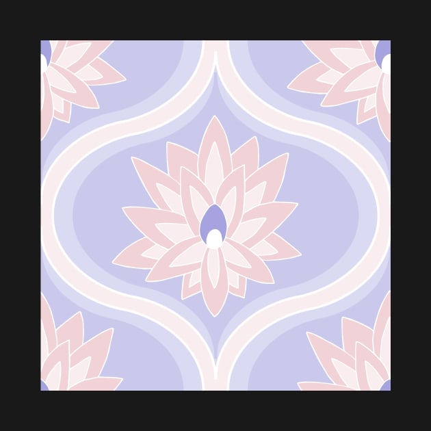 candy and periwinkle lotus flower ogee pattern by colorofmagic