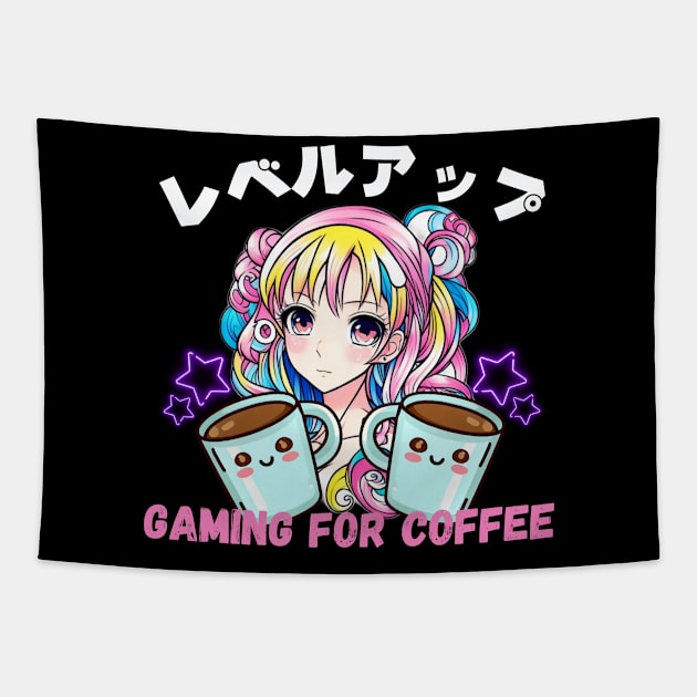 Gamer Girl loves Coffee drinks Tapestry by Japanese Fever